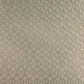 Printed leather rugiano rug with repeating gray diamond pattern featuring raised circular and linear elements in a grid layout.